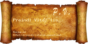 Preindl Vitális névjegykártya
